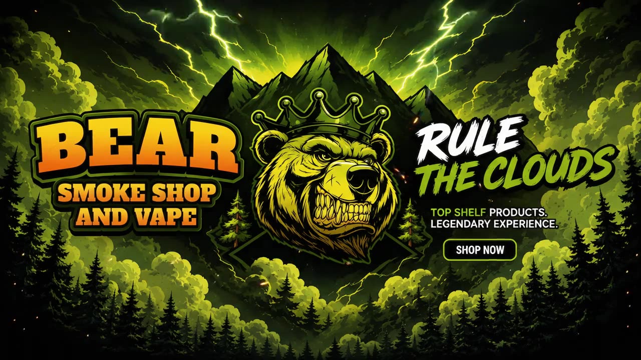 Bear Smoke Shop and Vape brand animation
